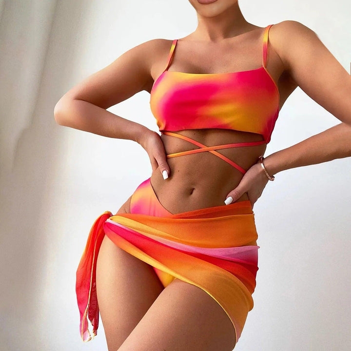 Elegant High Waisted Solid Women's Swimsuit Set: Casual Bohemian Bikini with Push Up for Sexy Bathing-THAT FASHION STORE