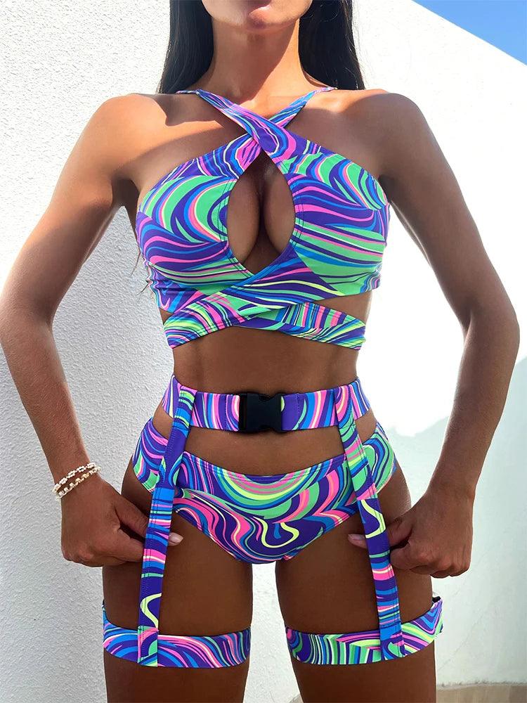 In-X high waisted sports bathing suit push up 3 piece bikini set swimsuits 2024 woman sexy Korean swimwear style beachwear sets-THAT FASHION STORE