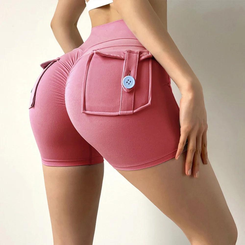 Peach Butt Fitness Shorts Women's Exercise Three-Quarter Pants Cargo Air Dry Pocket Yoga Tight Lift Summer-THAT FASHION STORE