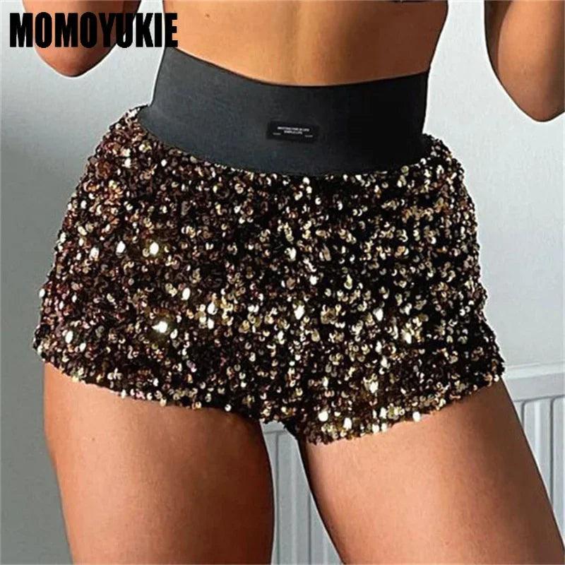 2023 Summer Women Mini Shorts Fashion Trend Sequined High Waist Glitter Clothing Sexy Skinny Party Nightclub Shorts Streetwear-THAT FASHION STORE