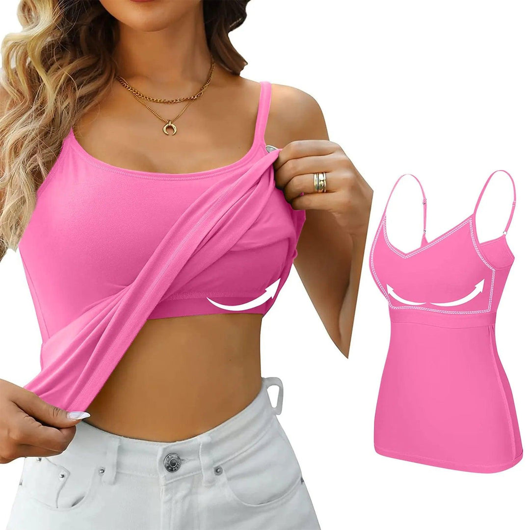 Padded Bra Tank Top Women Modal Spaghetti Solid Cami Top Vest Female Adjustable Camisole With Built In Bra Fitness Clothing-THAT FASHION STORE