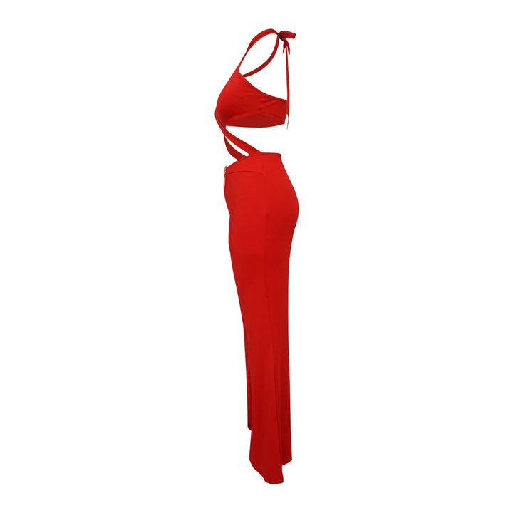 Jumpsuit Women 2024 Summer Fashion Solid Color Halter Cutout Waist Casual High Waist Sleeveless Daily Wide Leg Long Jumpsuit - THAT FASHION STORE