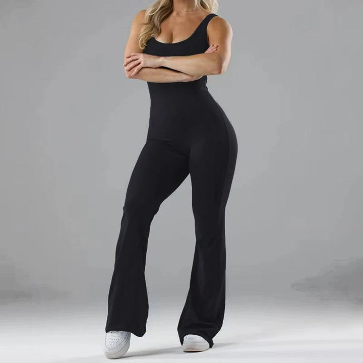 Hollow Out Beauty Back Women Wide-leg Peach Butt Running Fitness Yoga Bodysuit Sexy Backless Jumpsuits-THAT FASHION STORE