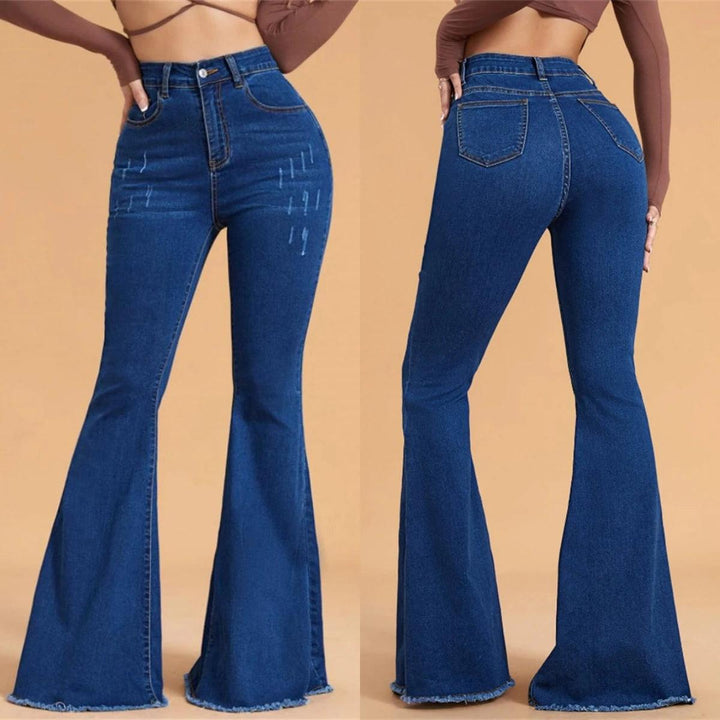 2023 Winter New Women's High Stretch Flared Jeans Fashion Slim Fit Butt Lifting Ripped Denim Pants Casual Ladies Trousers S-2XL-THAT FASHION STORE