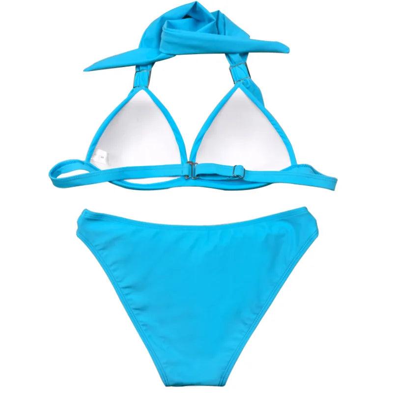 New bikini fashion European and American two-piece set of solid color bikini hard cup swimsuit women's swimsuit-THAT FASHION STORE