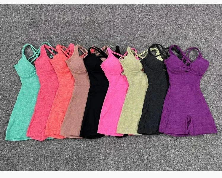 Fashion Scrunch Hollow Sport Short Jumpsuit Unitard Gym Women Romper Sexy Backless Monkeys Yoga Playsuit Female Fitness Overalls-THAT FASHION STORE