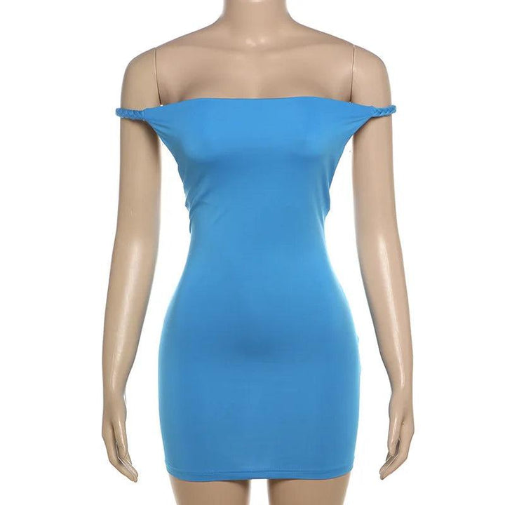 Women Sexy Solid Bodycon Mini Dress Braid Straps Off Shoulder Backless Ruched Hipster Slim Party Clubwear Fashion Casual Vestido-THAT FASHION STORE