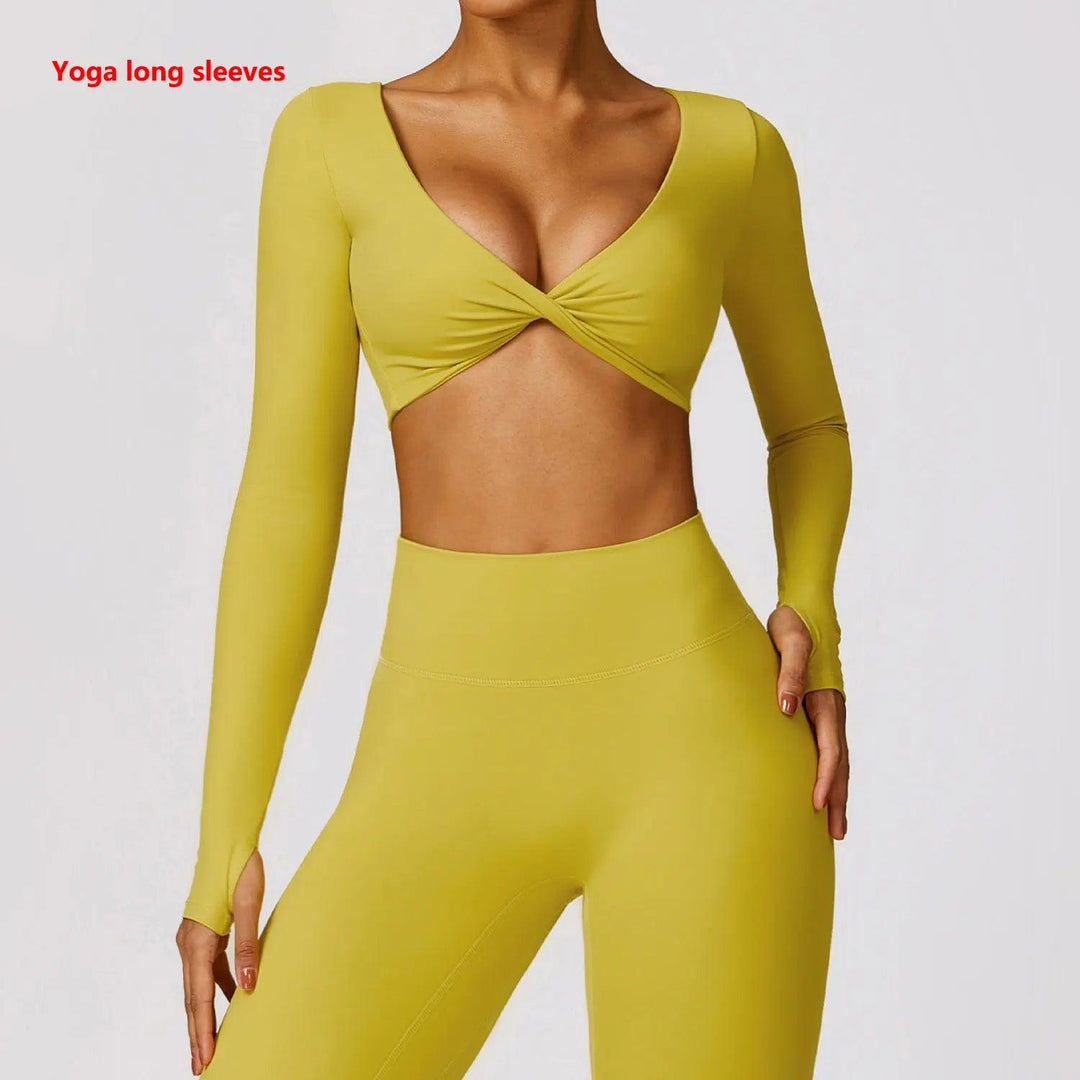 Women's Shirt Crop Top Fitness Shirts Gym Running Workout Long Sleeve Sports Top Woman Yoga Tops Activewear With Thumb Hole-THAT FASHION STORE