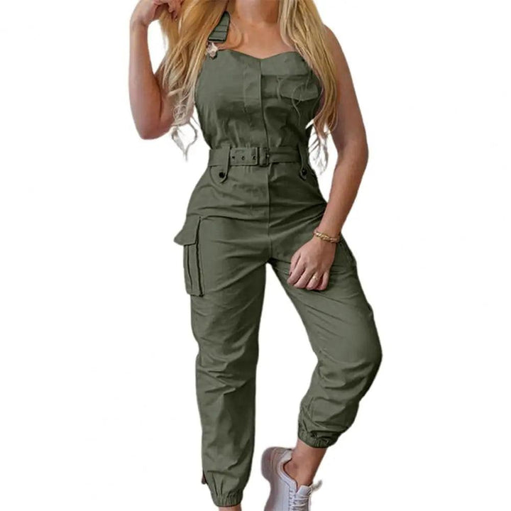 Women's Clothes Female Fashion Sleeveless Cargo Jumpsuit High Waist Street Trend Women Simple Long Jumpsuits-THAT FASHION STORE