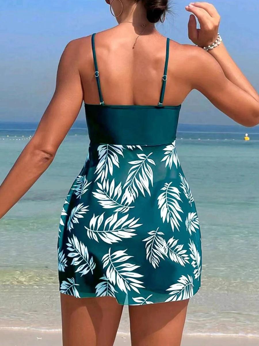 2024 Short Dress Tankini With Shorts Swimsuit Women Swimwear Female Padded Printed Bathing Swim Suit Swimming Beachwear Summer-THAT FASHION STORE