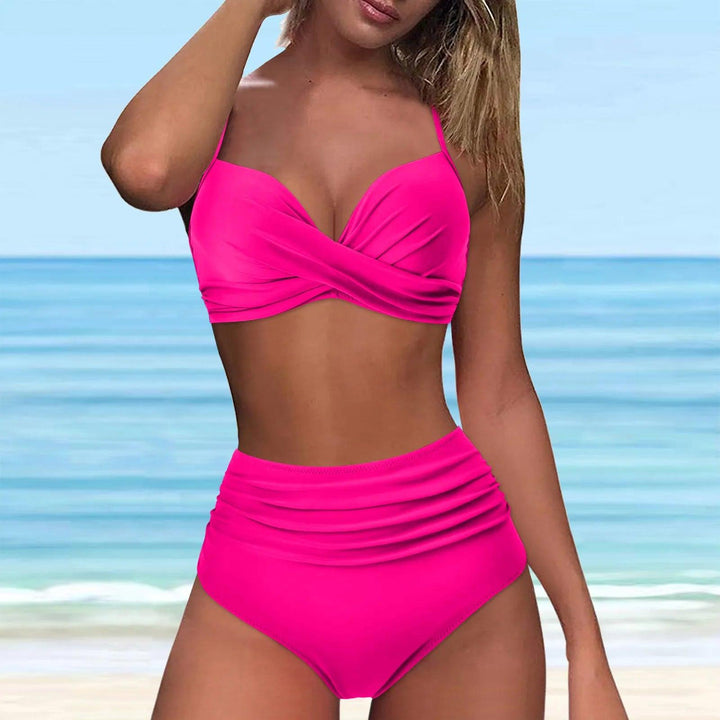 High Waist Bikini 2024 Woman Swimsuit Women Swimwear Bathing Suit Padded Push Up Ruched Swimsuit Women Bikini Set-THAT FASHION STORE