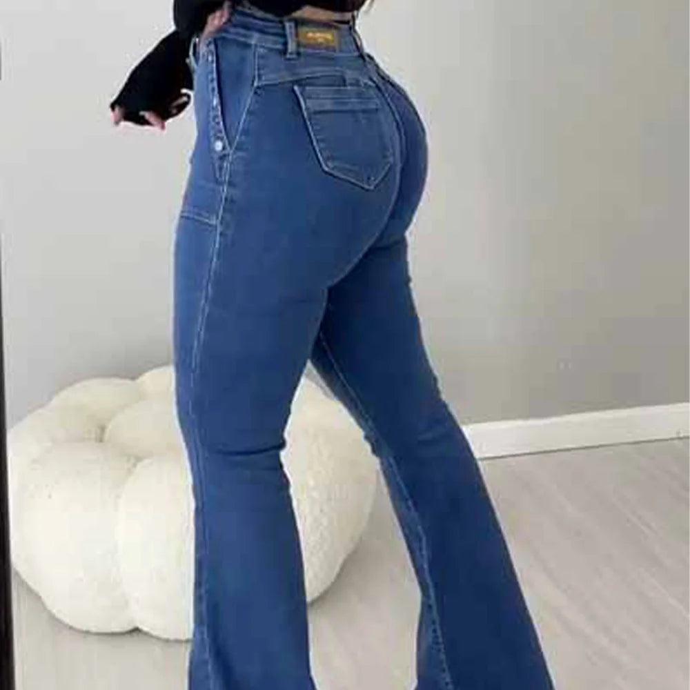 Women's Blue Black Denim Slim Fit Hip Lift Pants Fashion 2024 Hot Selling Style Jeans Tight Jeans Y2K Style Streetwear Push Up-THAT FASHION STORE