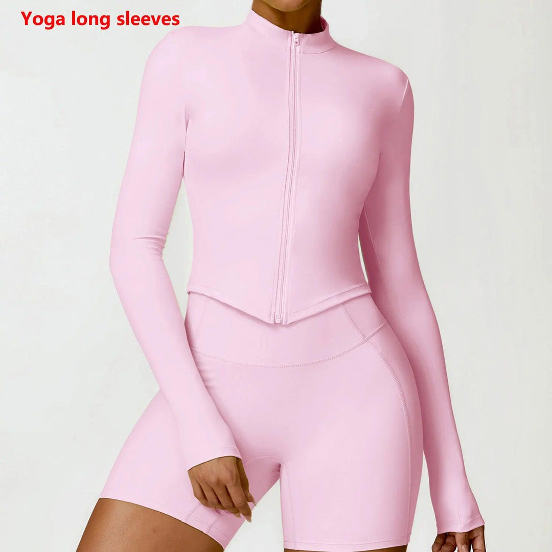 Women's Gym Exercise Shirt Yoga Long Sleeve Sportswear Top Zipper Jacket Gym Push Up Workout Tops Running Cycling Sportswear-THAT FASHION STORE