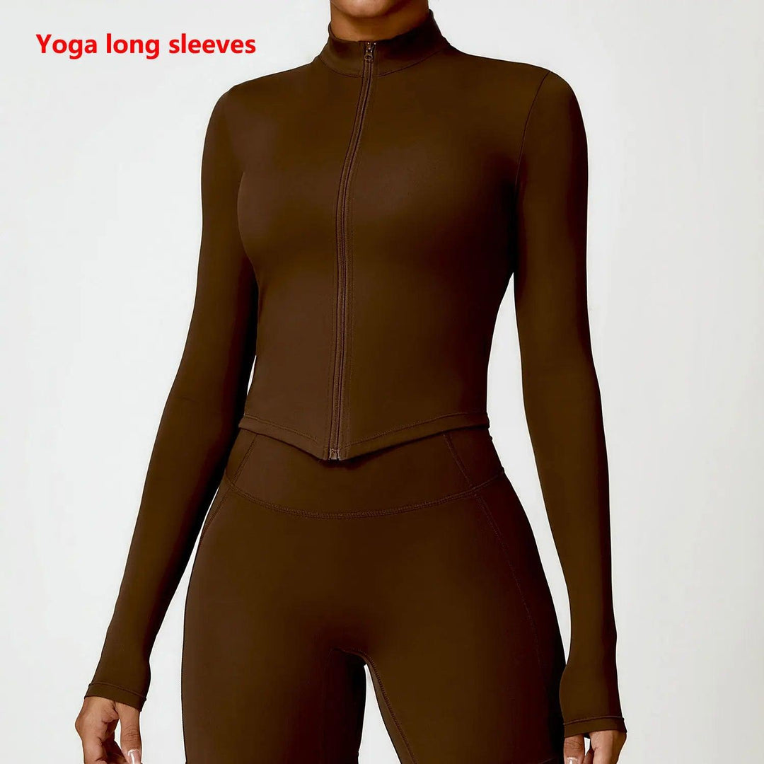 Women's Gym Exercise Shirt Yoga Long Sleeve Sportswear Top Zipper Jacket Gym Push Up Workout Tops Running Cycling Sportswear-THAT FASHION STORE