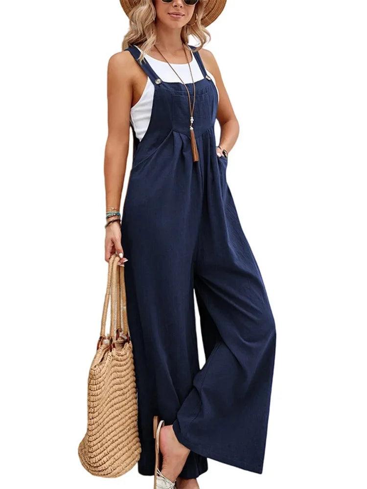 Women Loose Fit Fashion Overalls Wide Leg Baggy Bib Overalls Jumpsuit Dungarees Summer Jumpsuit Casual Elegant Overalls Summer-THAT FASHION STORE