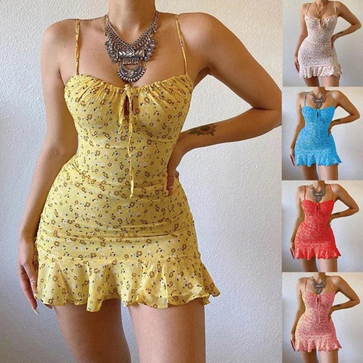 Women's Sexy Casual Home Small Floral Camisole Dress Summer Comfortable Skirt-THAT FASHION STORE