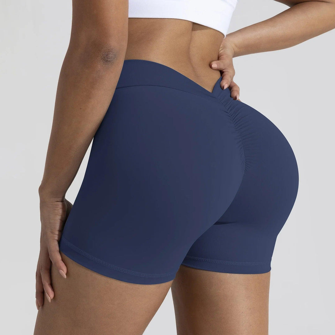 Running Pants Solid Deep V Cut Low Back Neck Scrunh Bum Leggings Shorts Gym Workout Shorts Women Yoga Shorts Leggings Women-THAT FASHION STORE