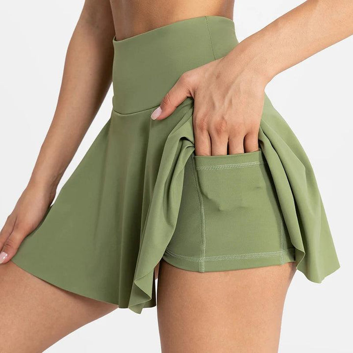 Women Tennis Skirt Sport Golf Ruffled Skirt With Shorts Fake Two Pieces Fitness Golf Wear High Waist Breathable Dance Yoga Skort-THAT FASHION STORE