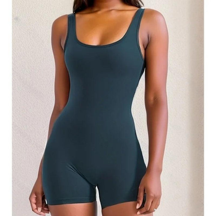 Women Sexy Hollow Out Bodysuit Seamless Square Neck Backless Bodysuit Fitness Yoga Trainning High Elastic Sports Short Bodysuit-THAT FASHION STORE