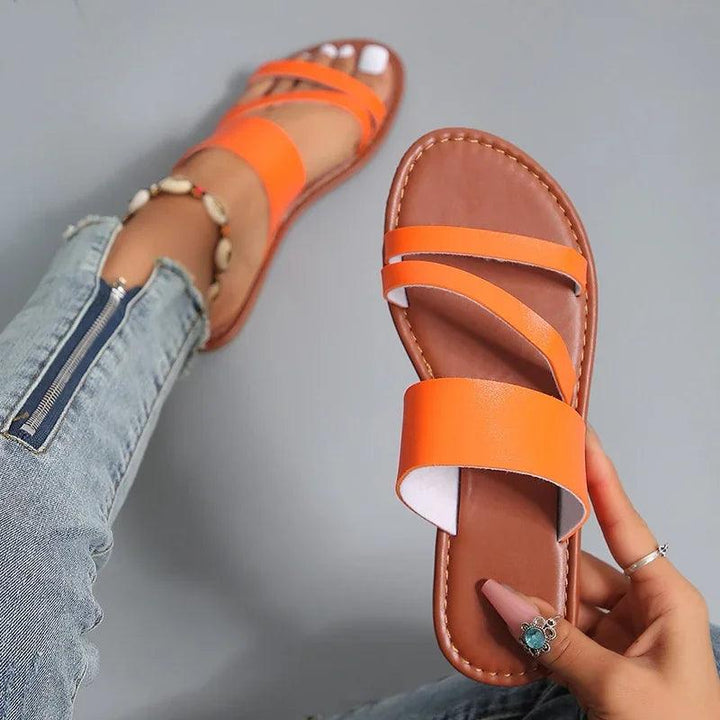 2024 Summer Flat Heel Sandals for Women Casual Plus Size Beach Slippers Woman Pu andal-THAT FASHION STORE