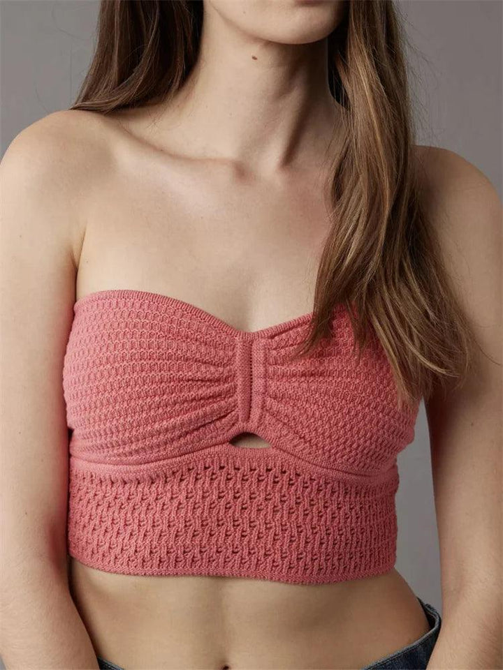 Tossy Striped Knit Sweater Pullover Tank Top Women Backless Slim Hollow Out Contrast Fashion Cropped Top Female Knitwear Vest-THAT FASHION STORE