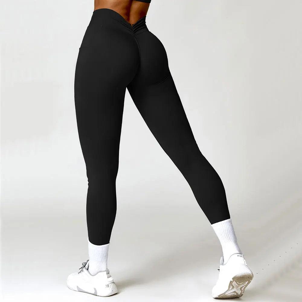 Nylon V Back Booty High Waist Yoga Pants For Women Scrunch Butt Yoga Leggings Workout Gym Tights Sexy Sports Legging Active Wear-THAT FASHION STORE