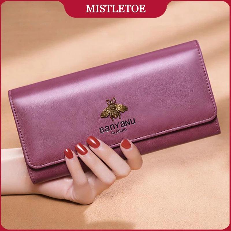 Women Anti RFID Credit Card Purse Business Travel Cow Leather Wallet Elegant Fashion Woman Clutch Bag for Gifts Work Party-THAT FASHION STORE