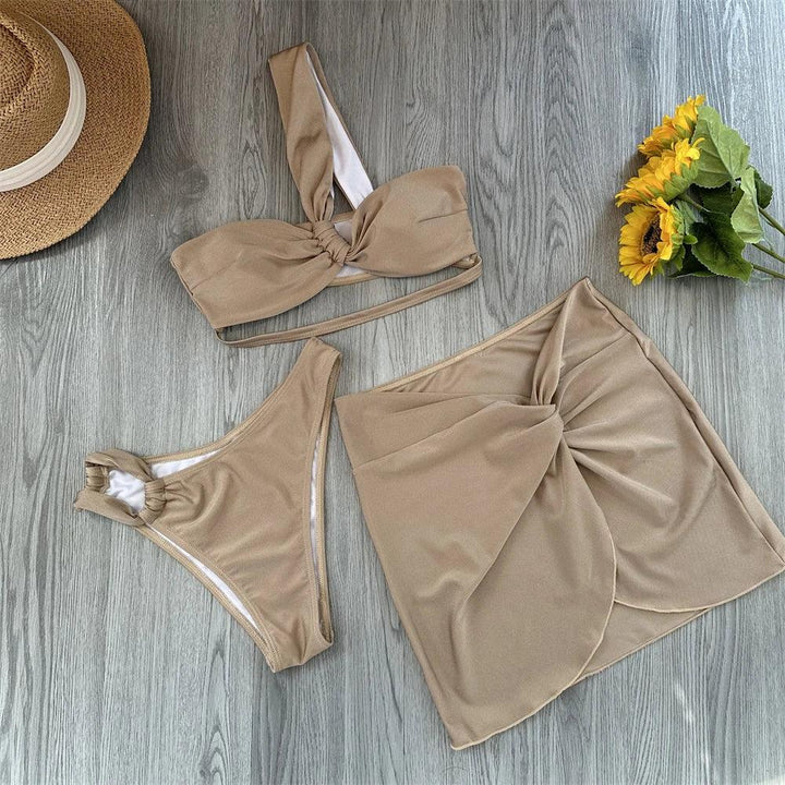 3 Piece Bikini Women Swimsuits 2024 Female Swimwear Beachwear Swimming Suit Bathing Suit Bikini Set One Shoulder Biquini-THAT FASHION STORE