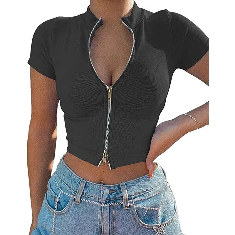 Sexy Crop Top Women T Shirts Basic Short TShirts Fashion Spring Summer Tops Street Basic Casual Tees Club Woman TShirts-THAT FASHION STORE