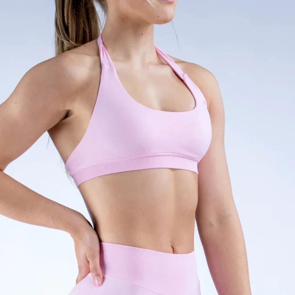 Impact Sports Bra Seamless Halter Neck Strap Bra Open Back Fitness Yoga Top Bras Midium Support Women Workout Gym Crop Top-THAT FASHION STORE