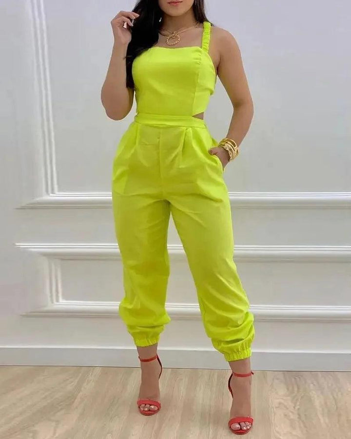 Elegant Women's jumpsuit 2024 Summer Fashion Strap Hollow Sexy Off waist Printed jumpsuit-THAT FASHION STORE