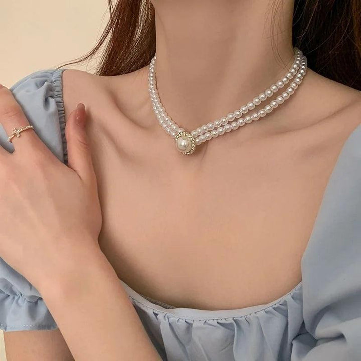 Elegant Big White Imitation Pearl Necklace Earring Ring Jewelry Set Crystal Jewelry Fashion Wedding Bridal Accessory Set Gifts-THAT FASHION STORE