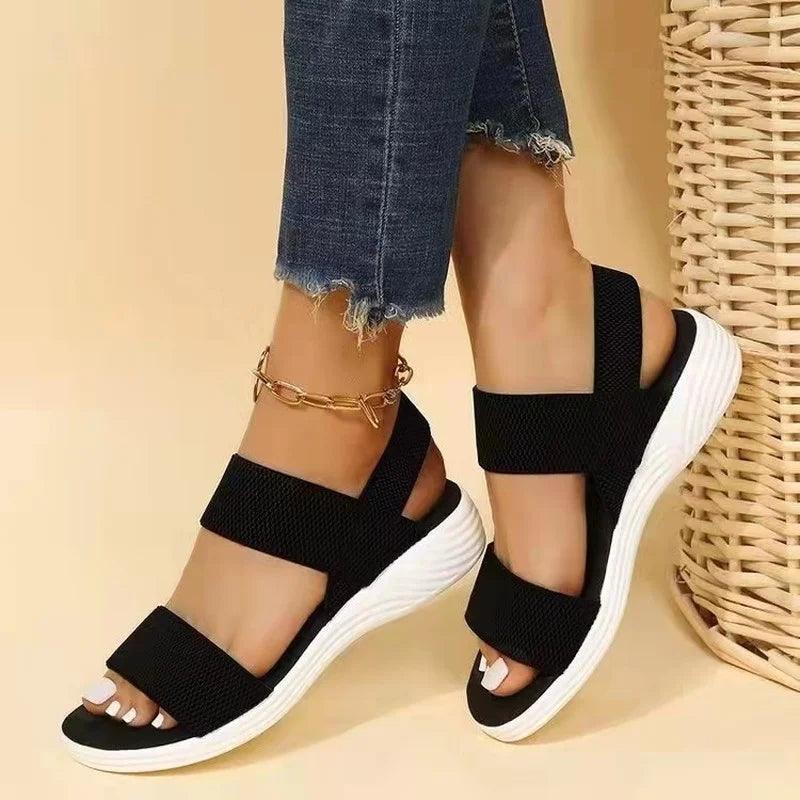 Women Summer Fashion Sandals 2023 Mesh Casual Fish Mouth Sports Sandals Large Size Flying Woven Flat Shoes Sandalias Mujer-THAT FASHION STORE