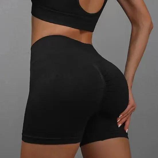 Women Yoga Shorts High Waist Butt Lifting Workout Fitness Tights Tummy Control Gym Running Stretched Pants Casual Sportswear-THAT FASHION STORE