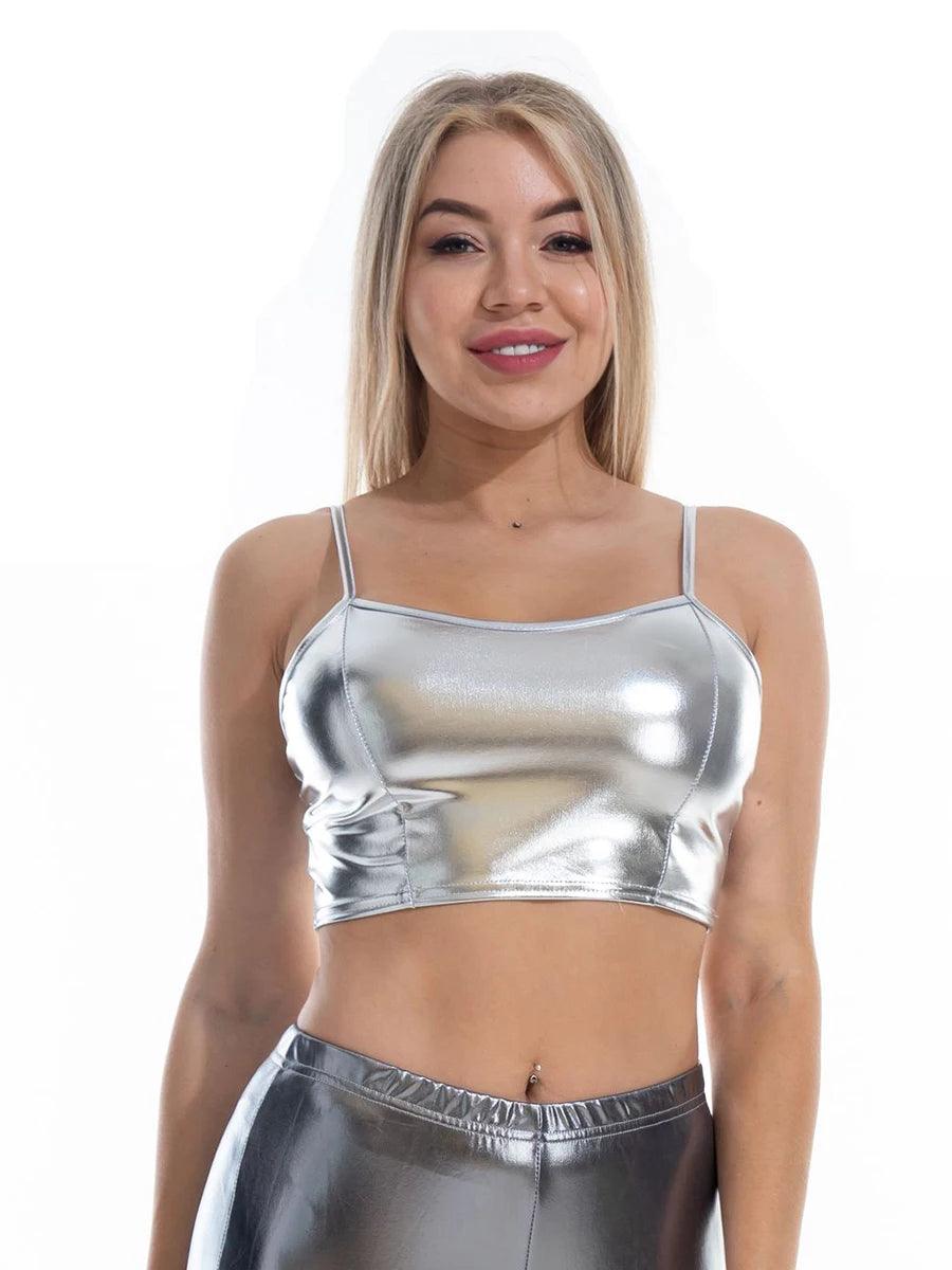 Sexy Reflective Bralette Crop Top Women Summer Holographic Cami Top Backless Adjustable Strap Tank Top Camis Clubwear-THAT FASHION STORE