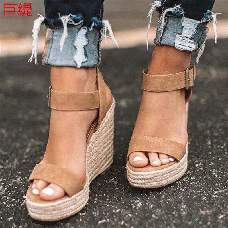 Summer Platform Sandals Women Peep Toe High Wedges Heel Ankle Buckles Sandalia Espadrilles Female Sandals Shoes-THAT FASHION STORE