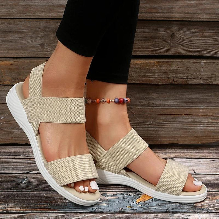 Women's Knit Elastic Cloth Wedge Sandals Slip On Lightweight Walking Sandals Women Plus Size Comfortable Summer Shoes Woman 2023-THAT FASHION STORE