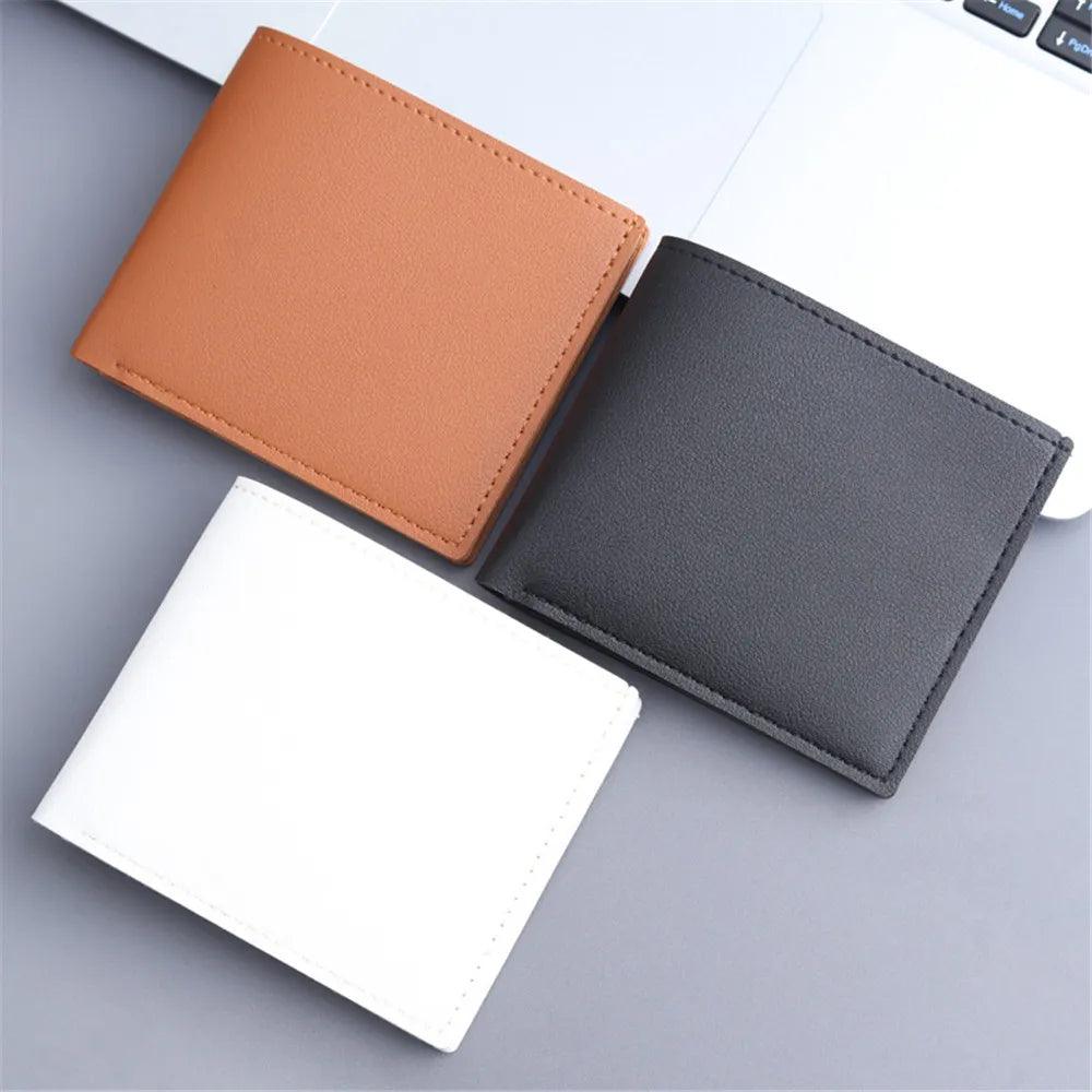 Fashion Men Short PU Leather Wallet Simple Solid Color Thin Male Credit Card Holder Small Money Purses Business Foldable Wallet-THAT FASHION STORE