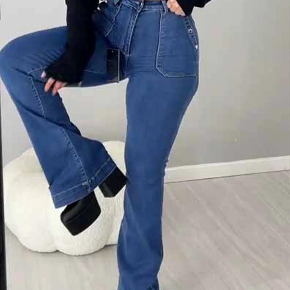 Women's Blue Black Denim Slim Fit Hip Lift Pants Fashion 2024 Hot Selling Style Jeans Tight Jeans Y2K Style Streetwear Push Up-THAT FASHION STORE