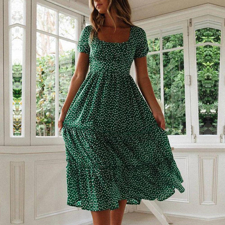 Beach Floral Dress for Women Clothing 2024 Summer Vacation Casual Short Sleeve Slim Fit Long Dress Female Sexy Bohemian Dress-THAT FASHION STORE