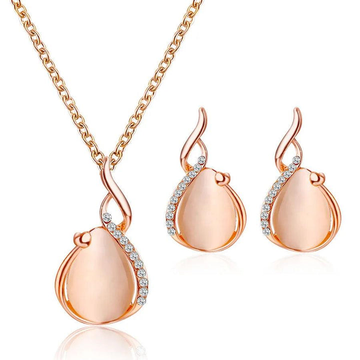 3pcs/set Jewelry Sets Women Elegant Waterdrop Rhinestone Pendant Necklace Hook Earrings Jewelry Set-THAT FASHION STORE