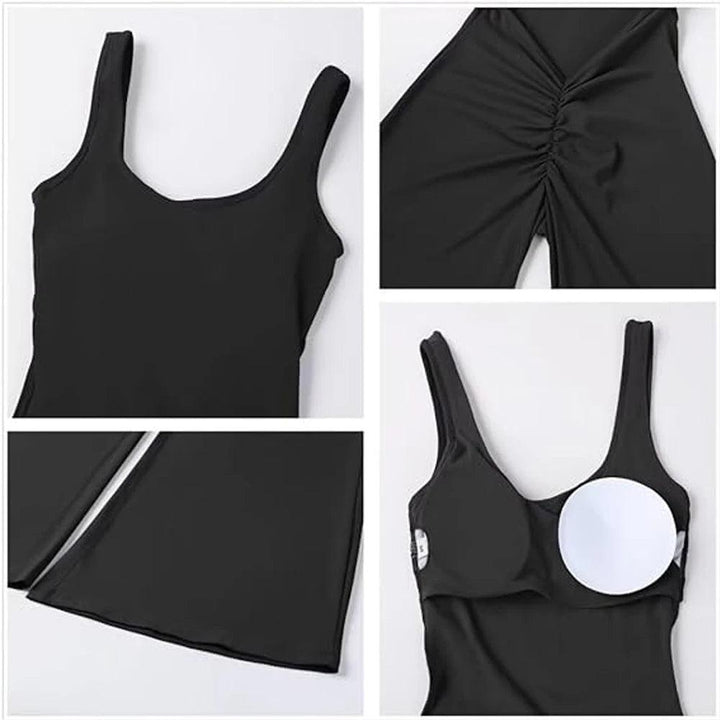 Women's Casual Fashion Halter U-neck Strapless Backless Sports Yoga Clothing Hip Lift One-piece Flared Pants-THAT FASHION STORE