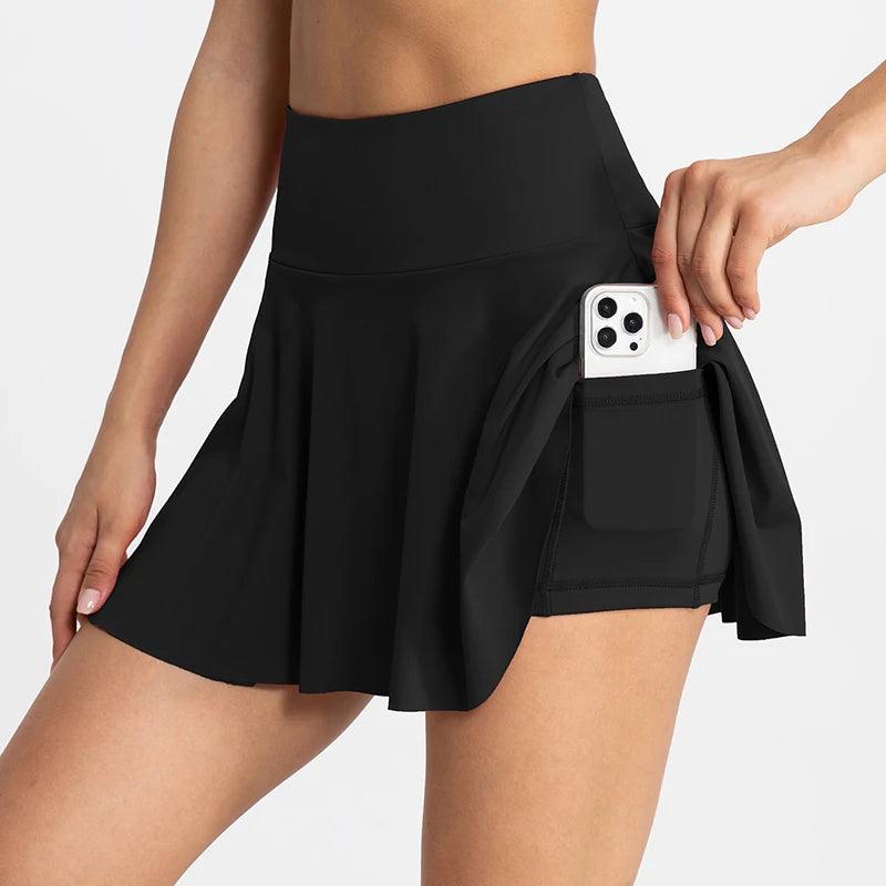 Women Tennis Skirt Sport Golf Ruffled Skirt With Shorts Fake Two Pieces Fitness Golf Wear High Waist Breathable Dance Yoga Skort-THAT FASHION STORE