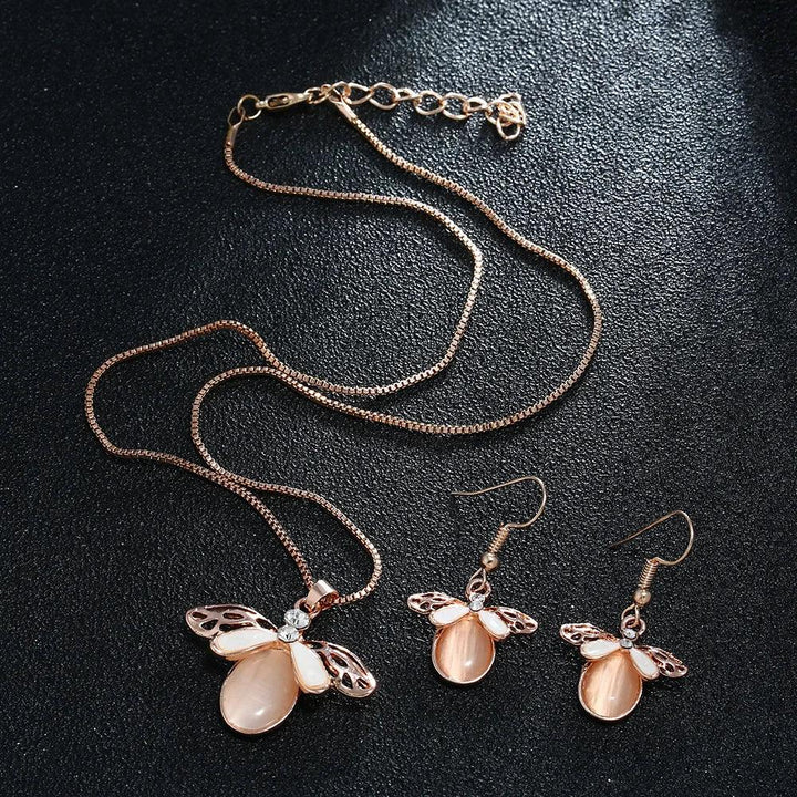 3pcs/set Jewelry Sets Women Elegant Waterdrop Rhinestone Pendant Necklace Hook Earrings Jewelry Set-THAT FASHION STORE