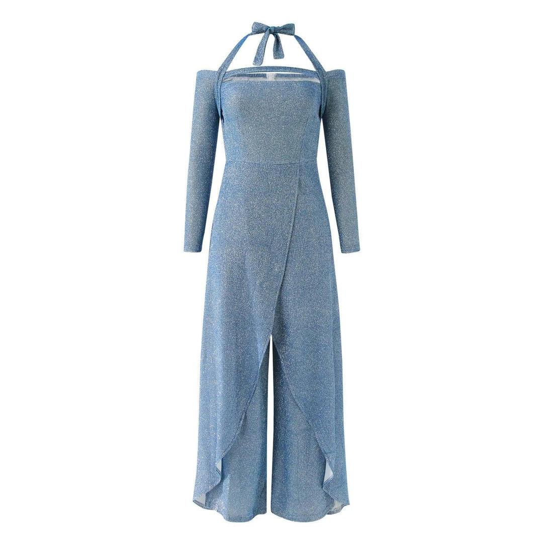 2024 Jumpsuit Women Off Shoulder Long Sleeve Casual Rompers Irregular Wide Leg Pant Overalls Female Elegant Party Jumpsuits-THAT FASHION STORE