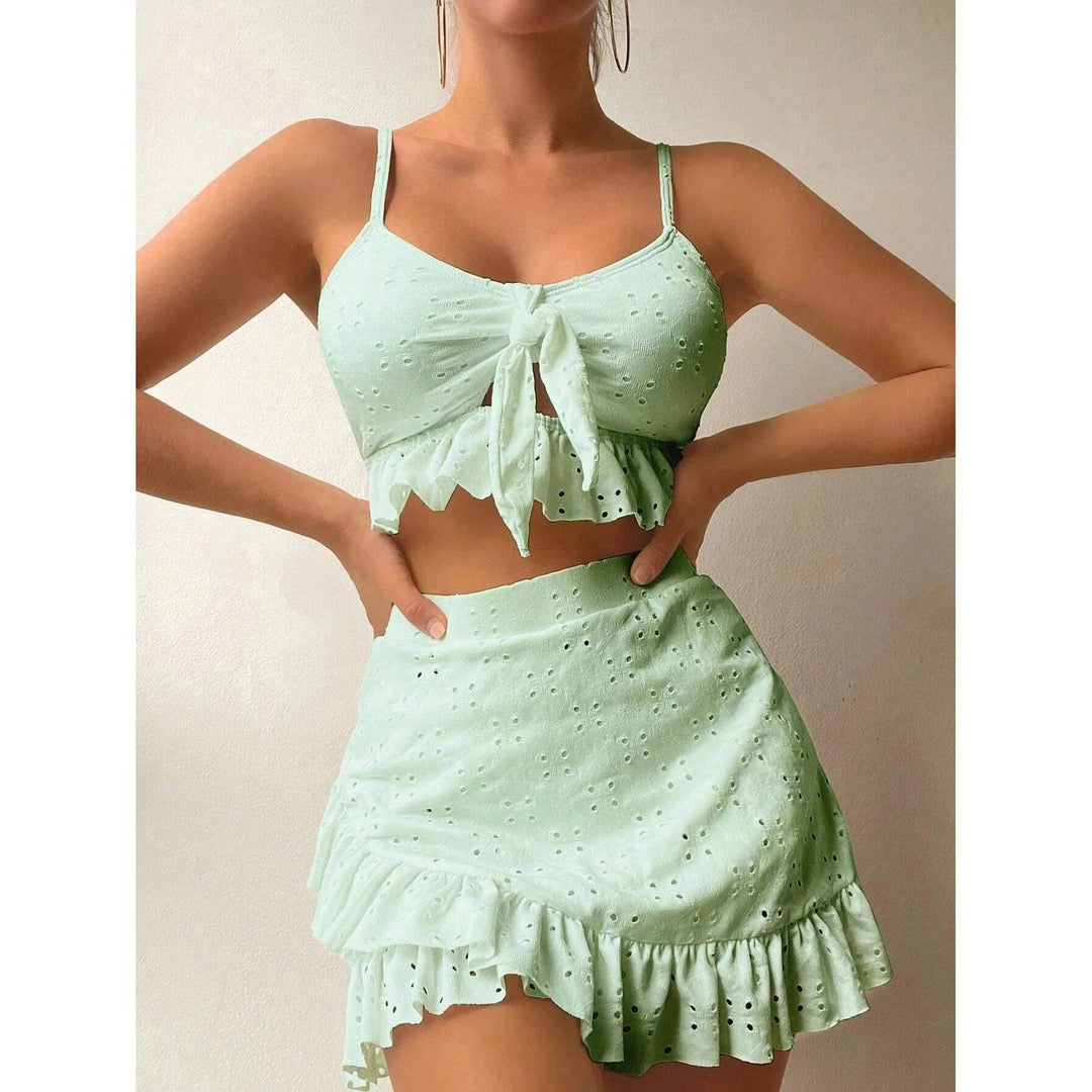 2024 3pack Swimwear Women Bikini Swimsuit With Beach Skirt Knot Bathing Suit Beachwear Ruffle Two-Pieces Bikini Set Biquini-THAT FASHION STORE