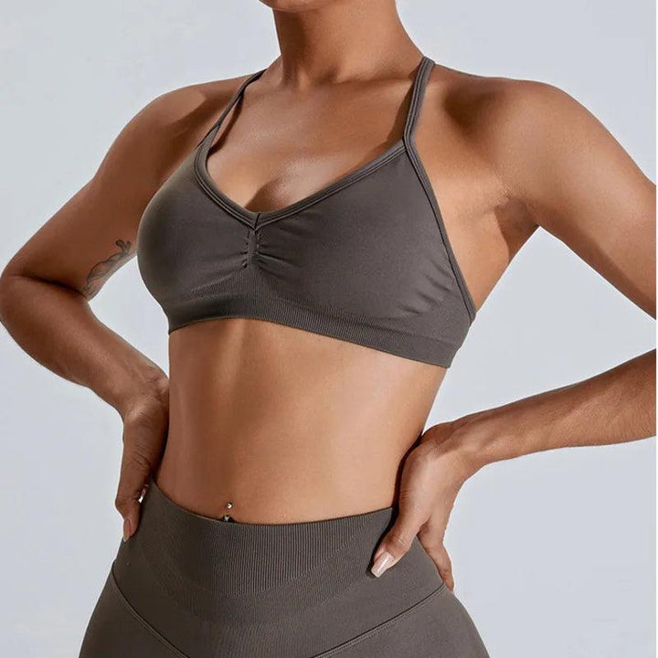 NCLAGEN Seamless Yoga Bra Push-up Crop Top Adjustable Thin Shoulder Fitness Top Women's Sports Vest Running Halter Gym Bralette-THAT FASHION STORE