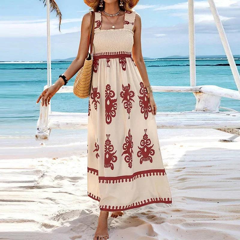 Summer Holiday Dress Women Casual Sleeveless A-Line Party Long Dress Boho Casual Sleeveless Party Dress 2024-THAT FASHION STORE