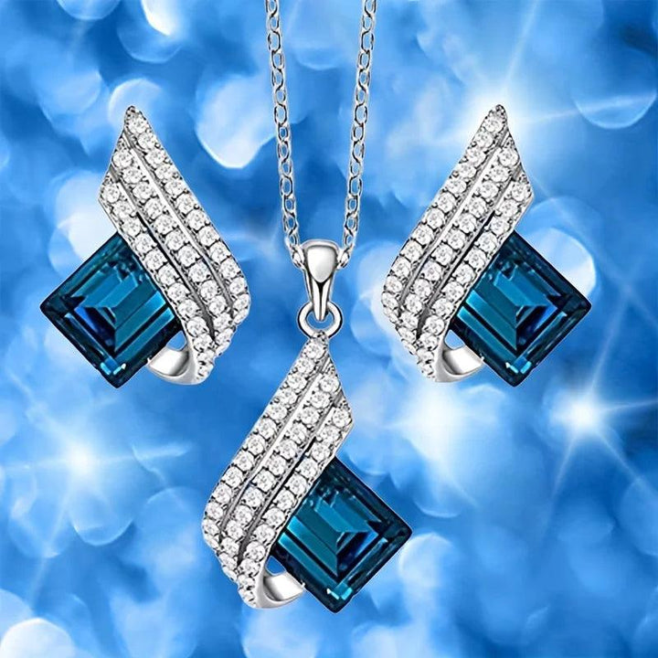 Shining Diva Fashion Angel Wings Crystal Pendant Necklace Earrings Designer Original Jewellery Set Gifts for Women and Girls-THAT FASHION STORE