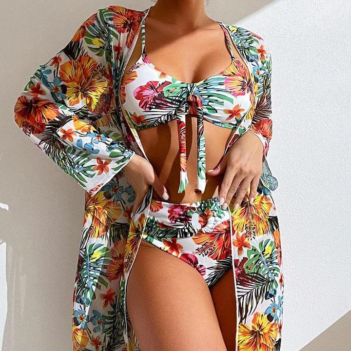 Women Sexy Beach Bikinis Three Pieces Bikini Set Cover Up Swimwear High Waisted Bikini Set Women Swimwear Print-THAT FASHION STORE